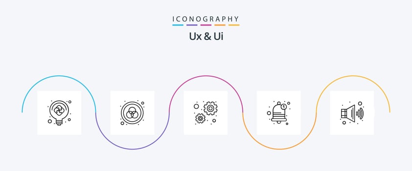 Ux And Ui Line 5 Icon Pack Including volume. audio. configuration. reminder. bell vector