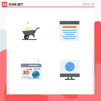 Mobile Interface Flat Icon Set of 4 Pictograms of one wheel printer advertising marketing communication Editable Vector Design Elements