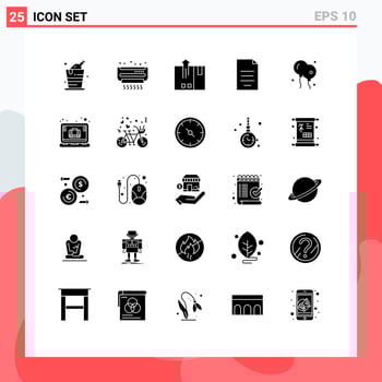 Set of 25 Commercial Solid Glyphs pack for money file barcode dollar logistic Editable Vector Design Elements