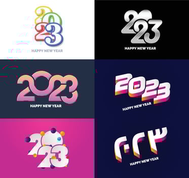 Big Set of 2023 Happy New Year logo text design 2023 number design template vector
