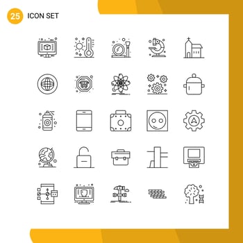 Modern Set of 25 Lines and symbols such as building microscope weather medical make up brush Editable Vector Design Elements