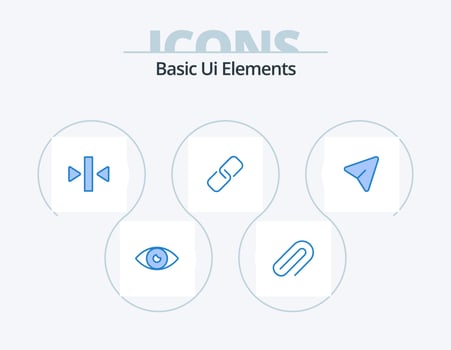 Basic Ui Elements Blue Icon Pack 5 Icon Design. arrow. pin. pin. paper. media vector