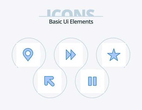 Basic Ui Elements Blue Icon Pack 5 Icon Design. media. bookmark. location. video. forward vector