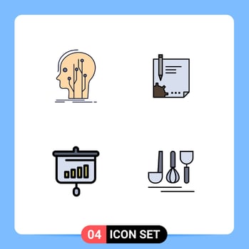 Stock Vector Icon Pack of 4 Line Signs and Symbols for data paper knowledge document signing Editable Vector Design Elements