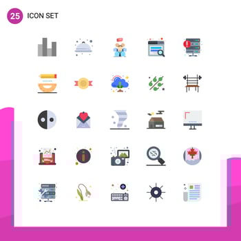 Modern Set of 25 Flat Colors Pictograph of crash seo ware search people Editable Vector Design Elements
