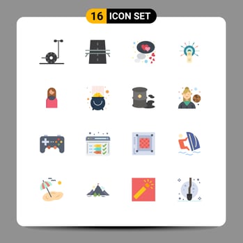 Set of 16 Vector Flat Colors on Grid for women done chat ok touch Editable Pack of Creative Vector Design Elements