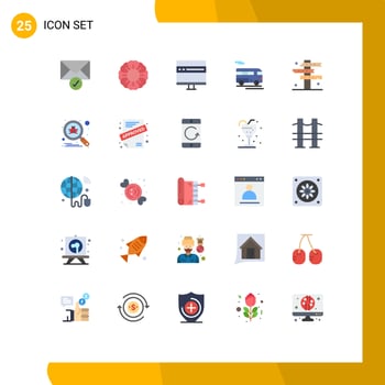 25 Flat Color concept for Websites Mobile and Apps road cowboy develop vehicle coach Editable Vector Design Elements
