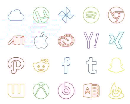 20 Social Media Icon Pack Including snapchat facebook cc reddit xing vector
