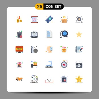 25 User Interface Flat Color Pack of modern Signs and Symbols of visiter money women funding crowd Editable Vector Design Elements