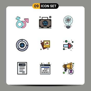 Modern Set of 9 Filledline Flat Colors Pictograph of finance business international startup light Editable Vector Design Elements