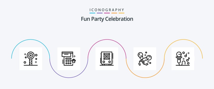 Party Line 5 Icon Pack Including microphone. singing. audio. party. karaoke vector