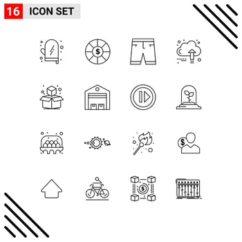 Universal Icon Symbols Group of 16 Modern Outlines of cube growth clothe finance grow Editable Vector Design Elements