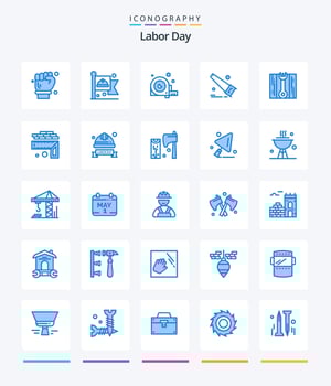 Creative Labor Day 25 Blue icon pack  Such As fix. tools. measurement. hand. tool vector