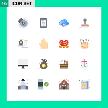 Editable Vector Line Pack of 16 Simple Flat Colors of vacuum press wifi clone computing Editable Pack of Creative Vector Design Elements