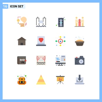 Set of 16 Commercial Flat Colors pack for building partners river cooperation partners collaboration Editable Pack of Creative Vector Design Elements