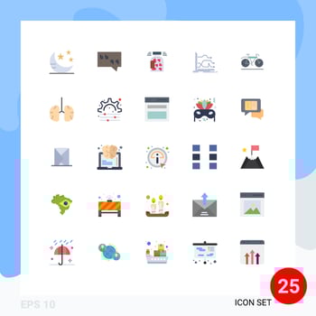 Mobile Interface Flat Color Set of 25 Pictograms of bicycle market bottle graph arrows Editable Vector Design Elements