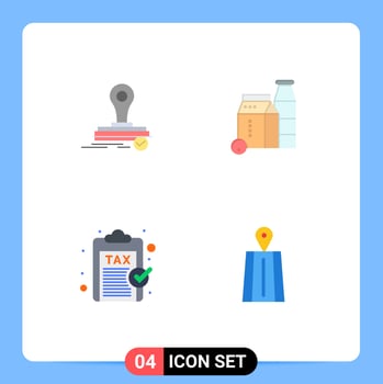4 Universal Flat Icon Signs Symbols of stamp finance logo buttle payment Editable Vector Design Elements