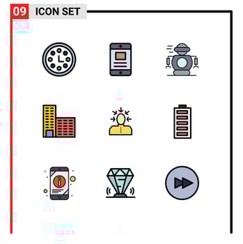 Group of 9 Modern Filledline Flat Colors Set for criticism choice human construction architecture Editable Vector Design Elements