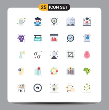 Set of 25 Commercial Flat Colors pack for gruadation online molecule degree education Editable Vector Design Elements
