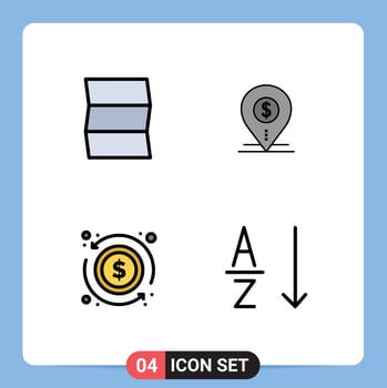 Set of 4 Modern UI Icons Symbols Signs for location arrow dollar location exchange Editable Vector Design Elements