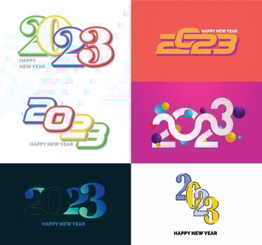 Big Set of 2023 Happy New Year logo text design 2023 number design template vector