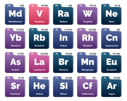 20 Preiodic table of the elements Icon Pack Design vector