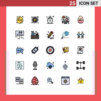 25 Filled line Flat Color concept for Websites Mobile and Apps map interaction watch app time Editable Vector Design Elements
