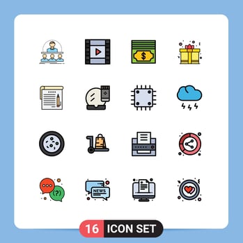 Stock Vector Icon Pack of 16 Line Signs and Symbols for note student cash love gift box Editable Creative Vector Design Elements