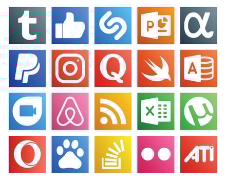 20 Social Media Icon Pack Including baidu utorrent question excel air bnb vector