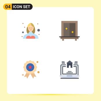Pack of 4 creative Flat Icons of avatar holiday profile cupboard independence day Editable Vector Design Elements