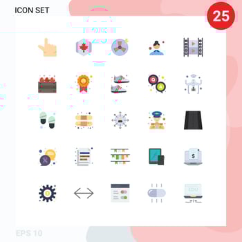 Universal Icon Symbols Group of 25 Modern Flat Colors of multimedia media power film cleaning service Editable Vector Design Elements