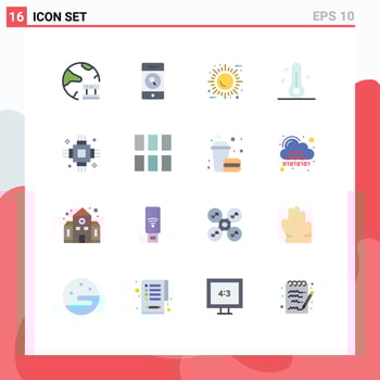 Group of 16 Modern Flat Colors Set for weather temperature web nature ecology Editable Pack of Creative Vector Design Elements