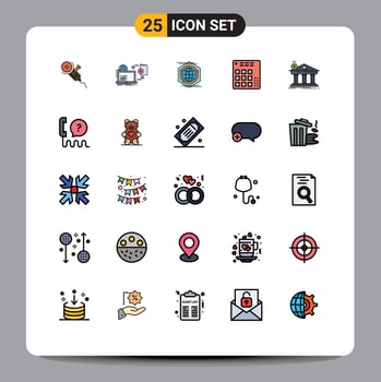25 User Interface Filled line Flat Color Pack of modern Signs and Symbols of live controller publish audio space Editable Vector Design Elements