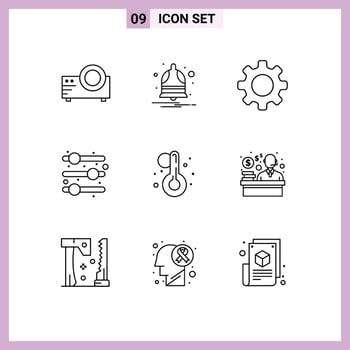 Set of 9 Vector Outlines on Grid for consumer temperature basic summer adjust Editable Vector Design Elements