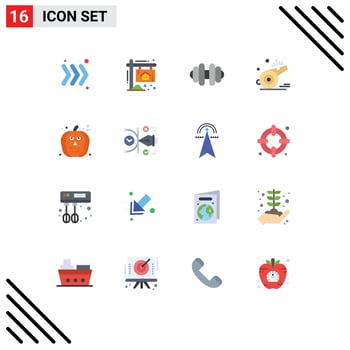 Mobile Interface Flat Color Set of 16 Pictograms of scary halloween sports face soccer Editable Pack of Creative Vector Design Elements