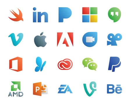 20 Social Media Icon Pack Including messenger adobe adobe cc msn vector