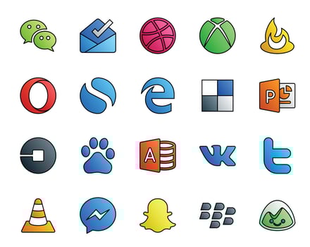 20 Social Media Icon Pack Including twitter microsoft access edge baidu car vector