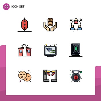 Filledline Flat Color Pack of 9 Universal Symbols of speaker election server democracy network Editable Vector Design Elements