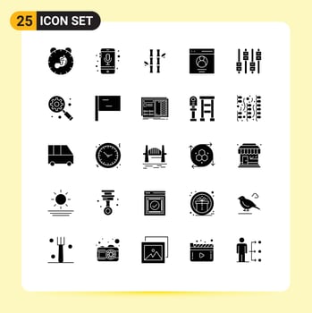 Set of 25 Commercial Solid Glyphs pack for profile communication recording natural green Editable Vector Design Elements