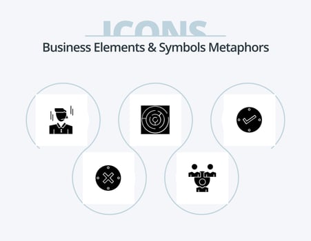 Business Elements And Symbols Metaphors Glyph Icon Pack 5 Icon Design. open. target. businessman. strategy. puzzle vector