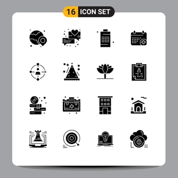 Editable Vector Line Pack of 16 Simple Solid Glyphs of user day cell date medical Editable Vector Design Elements