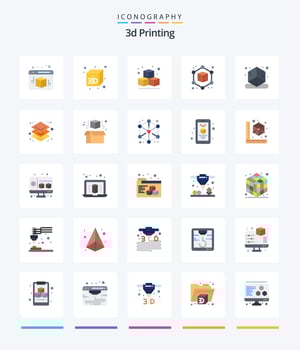 Creative 3d Printing 25 Flat icon pack  Such As printing. height. cube. 3d. printing vector