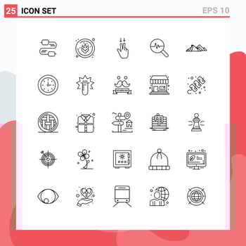 Set of 25 Vector Lines on Grid for nature landscape gesture mountain graph Editable Vector Design Elements