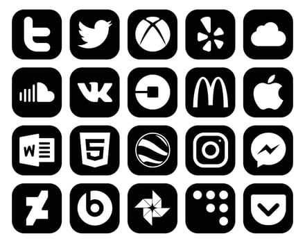 20 Social Media Icon Pack Including instagram html vk word mcdonalds vector