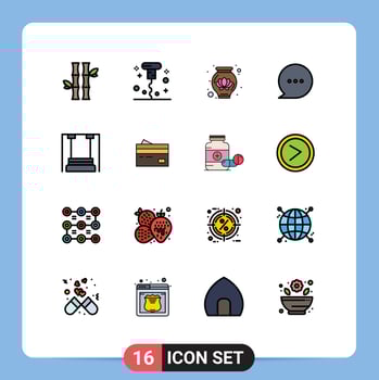 Stock Vector Icon Pack of 16 Line Signs and Symbols for children amusement opened comment bubble Editable Creative Vector Design Elements