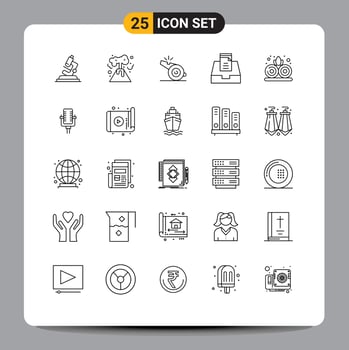Modern Set of 25 Lines Pictograph of microphone nature referee lotus mail Editable Vector Design Elements