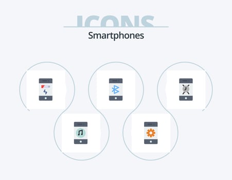 Smartphones Flat Icon Pack 5 Icon Design. mobile. communication. settings. bluetooth. phone vector