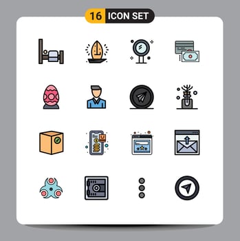 Set of 16 Modern UI Icons Symbols Signs for decoration payment bathroom credit reflection Editable Creative Vector Design Elements