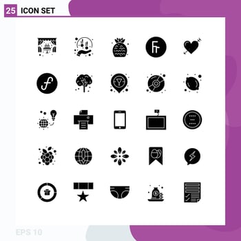 25 Creative Icons Modern Signs and Symbols of heart finance sponsorship exchange fruit Editable Vector Design Elements