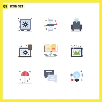 Set of 9 Vector Flat Colors on Grid for growth setting genetic research preference configure Editable Vector Design Elements